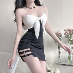 Lunivop Sexy Color Block Strapless Bodycon Dress Pure Desire Waist Cinching Short Skirt Korean Style Casual Breathable Summer Dress