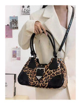 Lunivop Hot Girls Leopard Print Y2k Shoulder Bag Women Vintage Handle Casual Crossbody Bags Female Versatile Retro Messenger Bag