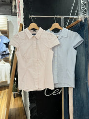 Lunivop Sweet Pink Striped Button Blouse Women New Streetwear Casual Lapel Short Sleeve Tees Vintage Cute Preppy Style T-shirts Y2K Tops