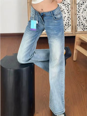 Lunivop Y2K Streetwear high Waist Jeans Women new Korean Fashion Slim Fit Denim Flares Pants Lady Vintage Casual Flare Wide Leg Trousers