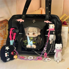 Lunivop Harajuku Black Ita Bags Backpack Women Sweet Cool Transparent Large Capacity Handbag Ladies Japanese Y2k Backpacks Chic