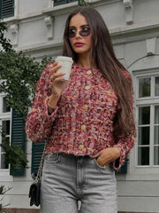 Lunivop Elegant Knitting Woolen Short Jacket Woman Chic O-neck Single Breasted Jackets Female Autumn Fashion New Office Outwear Tops