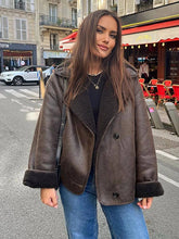 Lunivop Casual Lapel Thick Faux Leather Jackets Women Vintage Single-Breasted Warm Wool Blends Coats Female Winter High Street Outwears