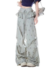 Lunivop Stars Print Y2K Cargo Pant Women Vintage Streetwear Loose High Waist Design Trousers Hip Hop Retro American Casual Wide Leg Pant