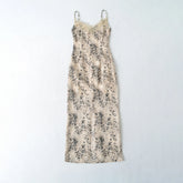 Lunivop New Sexy Leopard Print Spliced Lace V neck Short Sling Dress Women Side Zipper Back Slit Chiffon Tank Femme Vestidos Robe