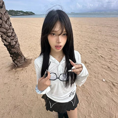 Lunivop American Retro T-shirt Women Hooded Print Graphic Tops Y2k Vintage Tops Streetwear Japanese 2000s Grunge Tops E-girls