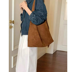 Lunivop Commuter Underarm Bags Retro Single Shoulder Crossbody Large Capacity Faux Suede Tote Bag for Men and Women