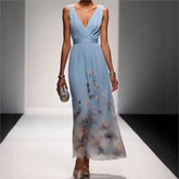 Lunivop New Fashion Party Dresses Deep V Neck Floral Printing Ruffle Sleeveless A Line Beach Dress High Waisted Summer Sexy Womens Dress