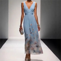Lunivop New Fashion Party Dresses Deep V Neck Floral Printing Ruffle Sleeveless A Line Beach Dress High Waisted Summer Sexy Womens Dress