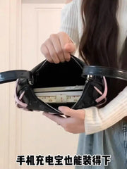 Lunivop Sweet Cool Black Y2k Shoulder Bags Purse Women Hot Girls Bow Chic Cute Handbag Female Fairycore Underarm Bag Aesthetic