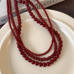 Lunivop New Arrival 4 6 8mm Round Glass Beads Strand Beaded Necklace for Women Wholesale Silver Plated Alloy Chain Chokers