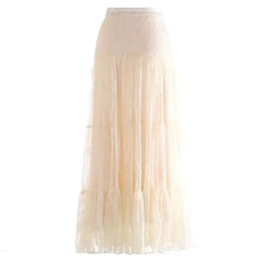 Lunivop Fashion Women's High Waist Skirt Sequined Lace Solid Color A Line Female Skirts New Tide