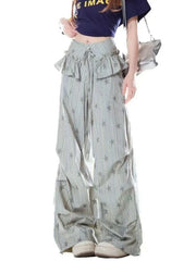 Lunivop Stars Print Y2K Cargo Pant Women Vintage Streetwear Loose High Waist Design Trousers Hip Hop Retro American Casual Wide Leg Pant