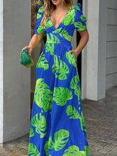 Lunivop New Women's Fashion Print V-Neck Wide Leg Jumpsuit Pants Ladies Casual Temperament Elegant Long Pants Jumpsuit