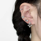 Lunivop Trendy Star Zirconia Stud Earrings for Women Girls Hiphop Punk Cool Star Hoop Earrings Party Jewelry Gift