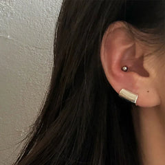 Lunivop INS Trendy Glossy Silver Plated Copper Long Tube Ear Clip for Women Minimalist Niche Design Jewelry Accessories