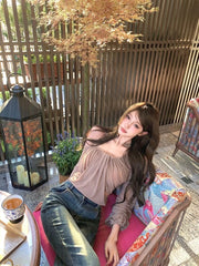 Lunivop Irregular Blouse Women Diagonal Collar Long Sleeve Mesh Patchwork Slim Sexy Hollow Out Backless Solid Sexy Shirts Tops