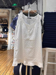 Lunivop Flower Embroidery White Tank Dress Women Ruffles Square Collar Cotton Sleeveless Vestido Summer Solid Sweet Casual Short Dresses