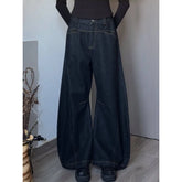 Lunivop Women's Retro Wide Leg Baggy Casual Denim Trouser Harajuku Washed High Waist Loose Jeans 2024 Autumn Blue 2000s Pants