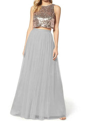 Lunivop Elegant Mesh Long Tulle Skirts Elastic Band Multi Layers Floor Length Bridesmaid Maxi Long Skirt Solid Color