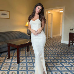 Lunivop Summer Elegant Maxi Dress 2024 New Arrivals Spaghetti Strap Wedding Guest Dress Long Bodycon Party Dresses Women