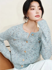 Lunivop Elegant Women Sweet Cardigan Sweaters Vintage Long Sleeve French Knitted Jacket Fall O Neck Female Single Breasted Retro Tops