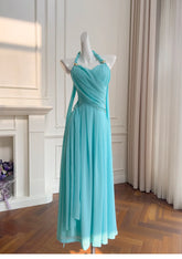 Lunivop Fashion Solid Color Dress Women's Halter Sleeveless Fold Waist Retraction Dresses 2025 Summer New Tide