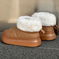 Lunivop New Fluffy Snow Boots Women Comfort Plush Lined Cotton Padded Shoes Woman Slip on Faux Suede Non Slip Winter Short Boots