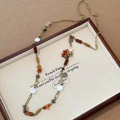 Lunivop European and American Ethnic Style Irregular Turquoise Coins Retro Metal Chains Tassel Necklaces Women's Party Accessories