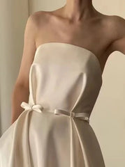 Lunivop Satin Tube Top Wedding Dress New Slim, Simple and Slim Summer Party Dresses Women Evening Formal Dress Women Elegant
