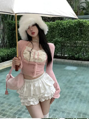 Lunivop Patchwork Square Collar Long Sleeve Tees Slim High Waist Contrast Color Tshirt Hotsweet Crop Top Skinny Women Y2k Camisetas