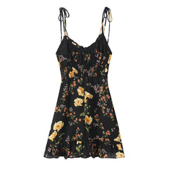Lunivop Sexy Thin Straps O Neck A-line Short Floral Print Holiday Summer Women Dresses