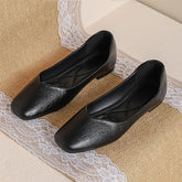 Lunivop Summer Soft Leather Slip-Resistant Work Shoes for Women Black Flat Professional Square Toe Office Mary Jane Shoes Loafers