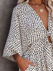 Lunivop Spring Women's V-neck Lacing Loose Jumpsuit Fashion Leopard Print Long Sleeved Jumpsuit Casual Versatile Holiday Style Jumpsuit