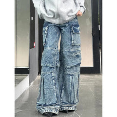 Lunivop Women's Y2k Baggy Cargo Jeans Harajuku Denim Trousers Aesthetic Punk Jean Pants Vintage Japanese 2000s Style Trashy Clothes