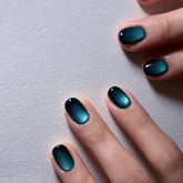 Lunivop 24pcs Short Aurora Blue Short Squared Oval False Nails for Girls Press on Nail To Stick on Cheap Wear Nail Art with Glue Cheap