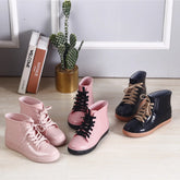 Lunivop Fashionable Low-Top Women's Rain Boots Short Sock-Length Solid Color Lace-Up Waterproof Rubber Shoes Wholesale