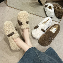 Lunivop Autumn Winter Women Cotton-padded Flat Shoes New 2025 Fashion Shallow Slip on Retro Style Ladies Comfort Soft Sole Loafers Shoes