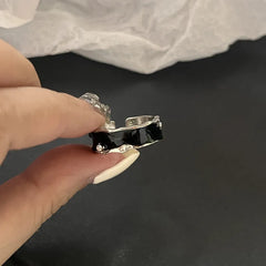 Lunivop Gothic Fashion Rings For Women Girls Crystal Black Spider Open Ring Hip Hop Punk Irregular Animal Finger Jewelry Halloween Gift