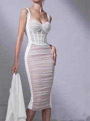 Lunivop Fashion Women Dress Sleeveless Strapless Solid Color Lace Patchwork Female Summer Party Dresses New Tide