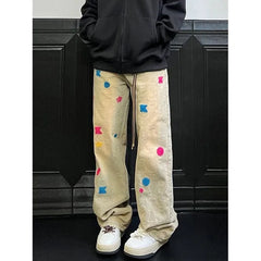 Lunivop Blue High Waist Women Jeans Feeling Vintage Straight Casual Baggy Streetwear Y2K Ripped Wide Leg Female Trouser Denim Pants