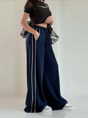 Lunivop Casual Stripe Loose Long Pants for Women Fashion High Waist Female Wide Leg Trousers Spring Autumn Lady Pants High Street