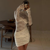 Lunivop White Lace 1 Piece Cover-Ups Bikinis Sexy Women Swimsuit Swimwear Female Biquini Bathing Suit Mesh Dress Beach Outfits