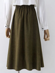 Lunivop Preppy Style Vintage Long Skirts Women High Waist Sweet Loose A Line Skirt Lace Up Retro Fall Winter Female Elegant Long Skirts