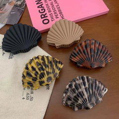 Lunivop Vintage Leopard Print Shell Hair Claw For Women Elegant Back Of Head Hair Clip Shark Clip Vacation Hair Accessories