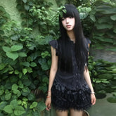 Lunivop Y2k Vintage Shirt Women Ruffled Sleeveless Blouse And Shirt 2000s Japanese Grunge Tops American Retro Tank Tops E-girls