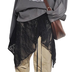 Lunivop Korean Style Irregular Skirt Women Sweet Lace Up Black Short Skirts Elegant Fashion Solid Streetwear Fart Curtain Skirt