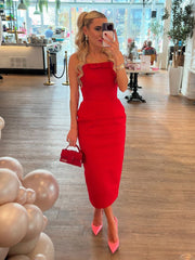 Lunivop Bows Splice Strapless Dress For Women High Waisted Slim Elegant Wedding Party Long Dresses Femme Sleeveless Sexy Dress