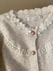 Lunivop Floral Elegant Cardigan Women Vintage Sweet Long Sleeve Knitted Sweater French Retro Casual O Neck Design Fall Ins Tops Coats