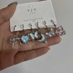 Lunivop New Y2K Irregular Pentagram Earrings set Women's Sweet Cool Hottie Fashion Star Tassel Earring Party Jewelry Gifts